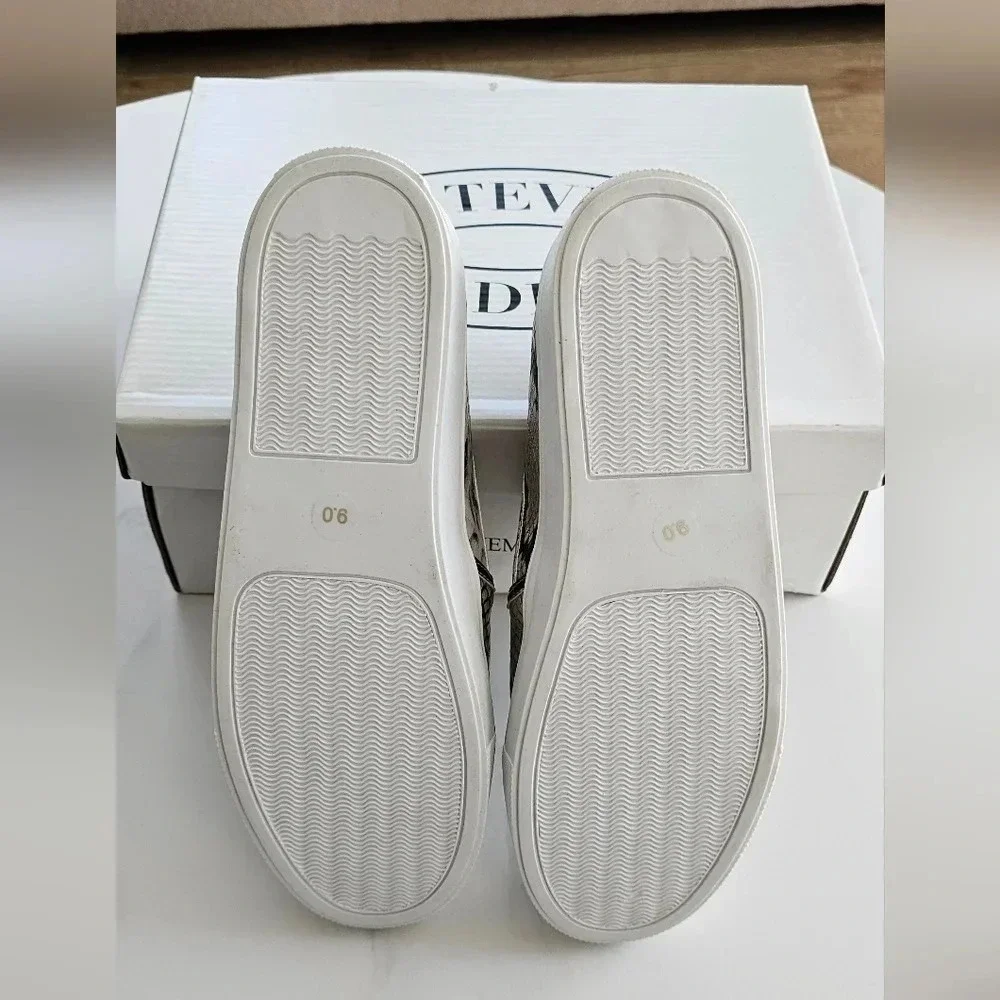 Steve Madden Gold and Cream Sneakers with Slip-On Design